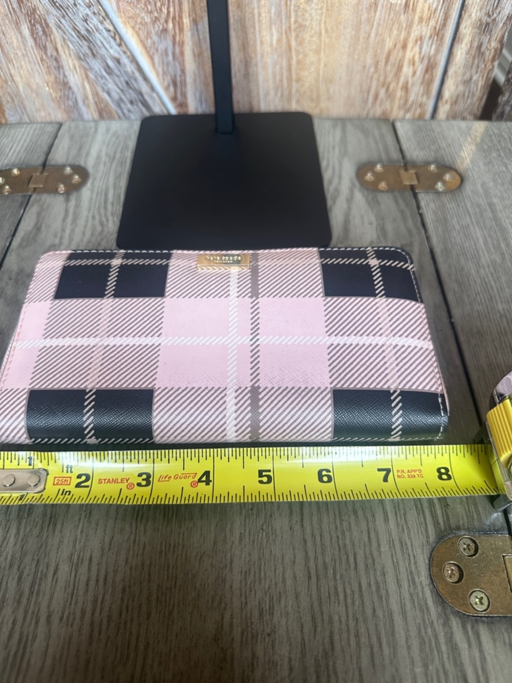 kate spade Pink and Black Plaid Zip Wallet - Picture 10 of 11